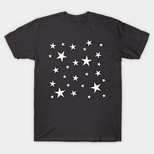 White Stars Pattern on Grey T-Shirt